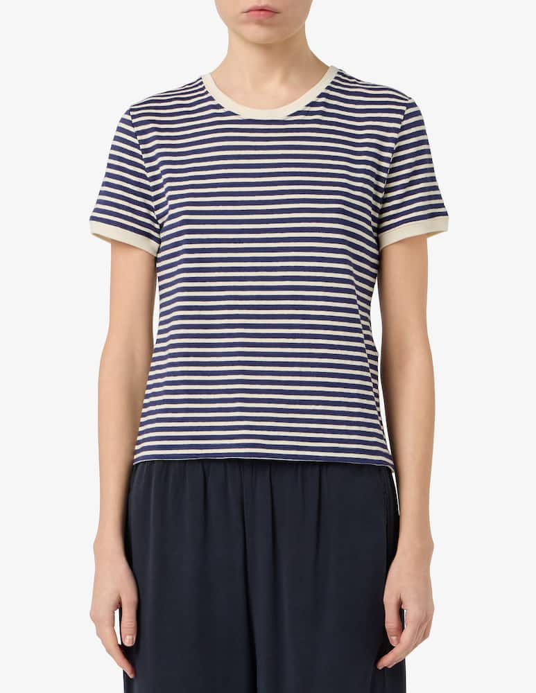 19.70 Seventy T-shirt a righe in misto cotone e lino - immagine 1 19.70 Seventy T-shirt a righe in misto cotone e lino - immagine 1