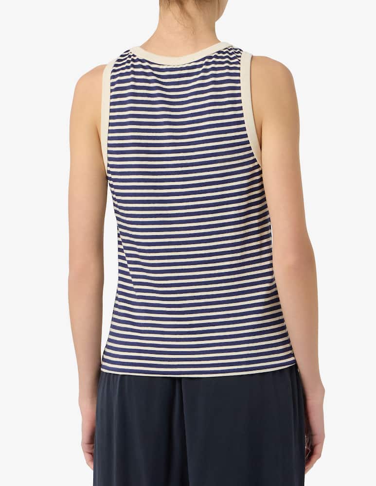 19.70 Seventy Canotta a righe in misto lino e cotone - immagine 3 19.70 Seventy Canotta a righe in misto lino e cotone - immagine 3