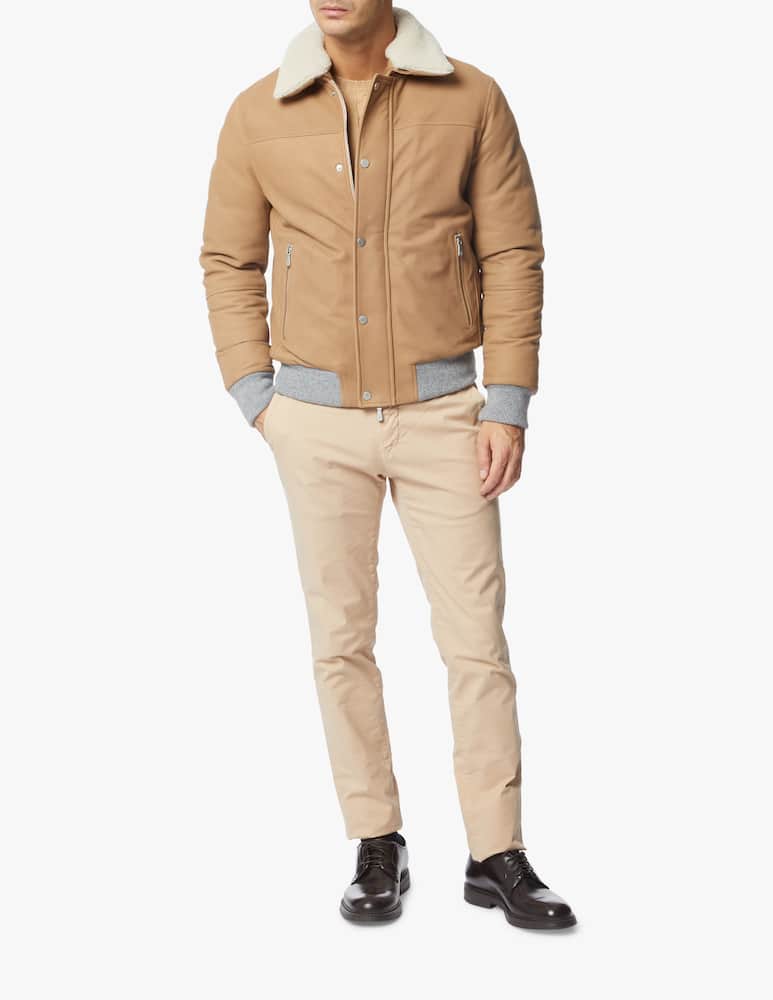 rinascente Eleventy Giacca in pelle da aviatore nabuk con pelliccia