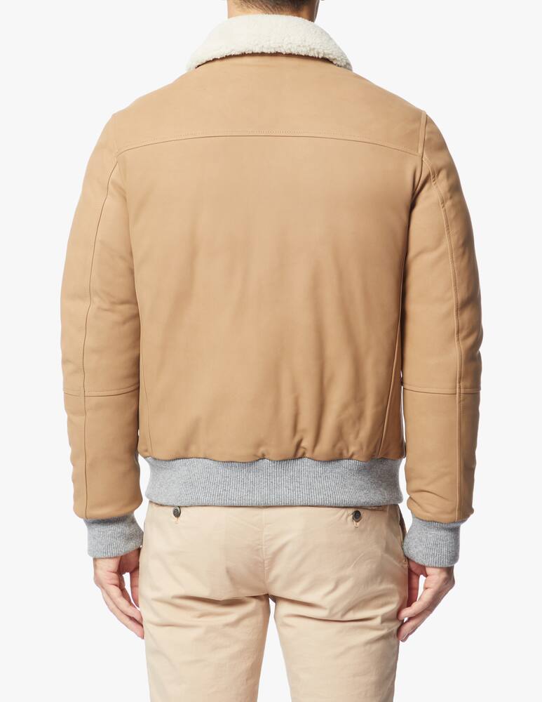 rinascente Eleventy Giacca in pelle da aviatore nabuk con pelliccia