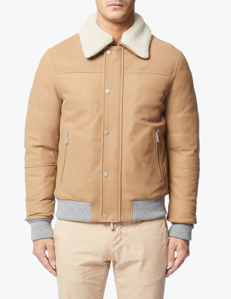 rinascente Eleventy Giacca in pelle da aviatore nabuk con pelliccia