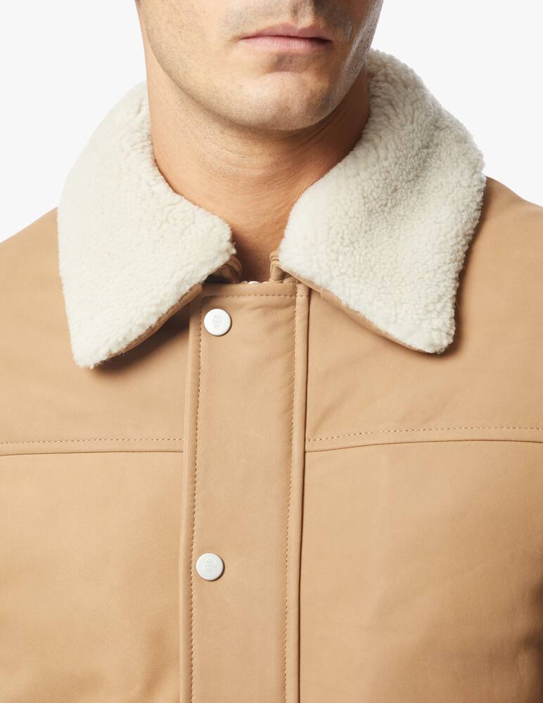 rinascente Eleventy Giacca in pelle da aviatore nabuk con pelliccia