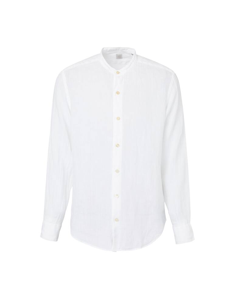 rinascente Eleventy Washed linen korean neck shirt - white