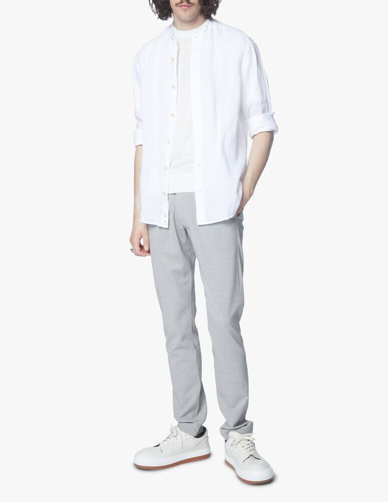 rinascente Eleventy Washed linen korean neck shirt - white