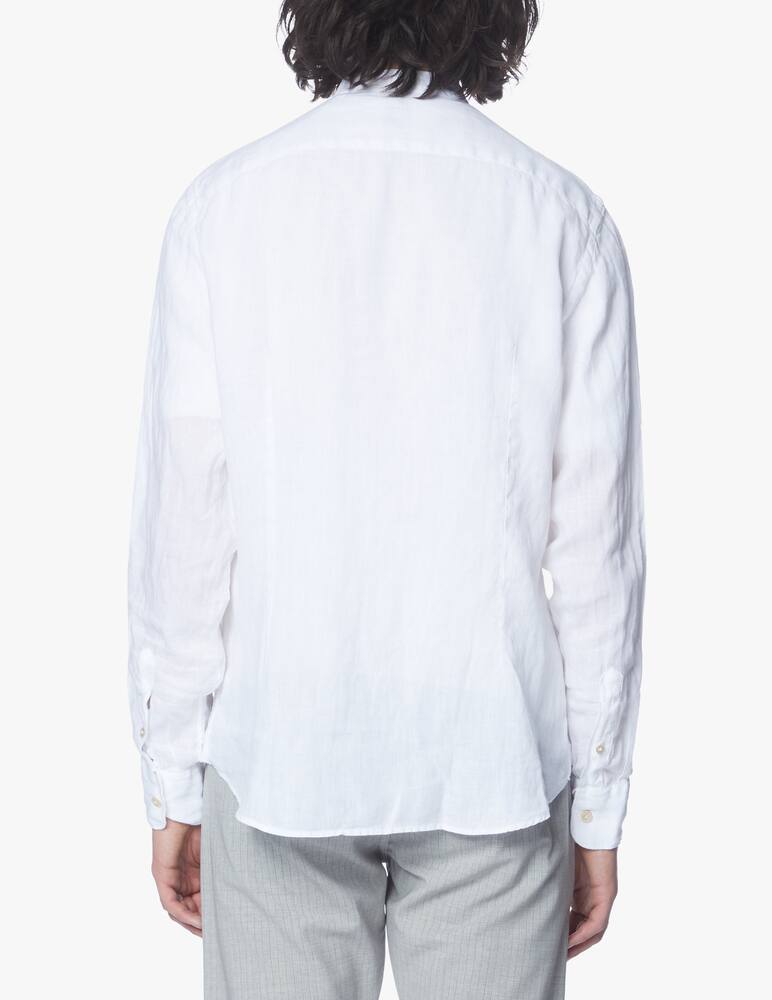 rinascente Eleventy Washed linen korean neck shirt - white