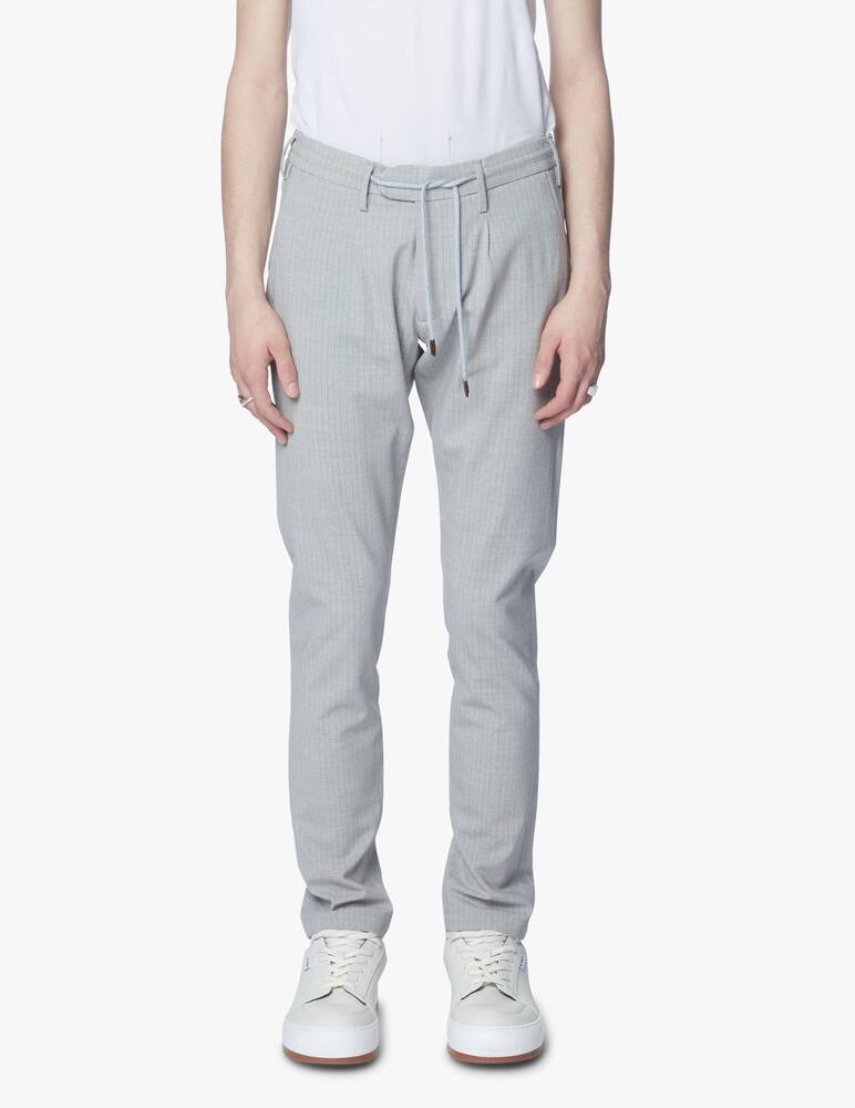 rinascente Eleventy Pantalone jogger lana stretch a righe - grigio
