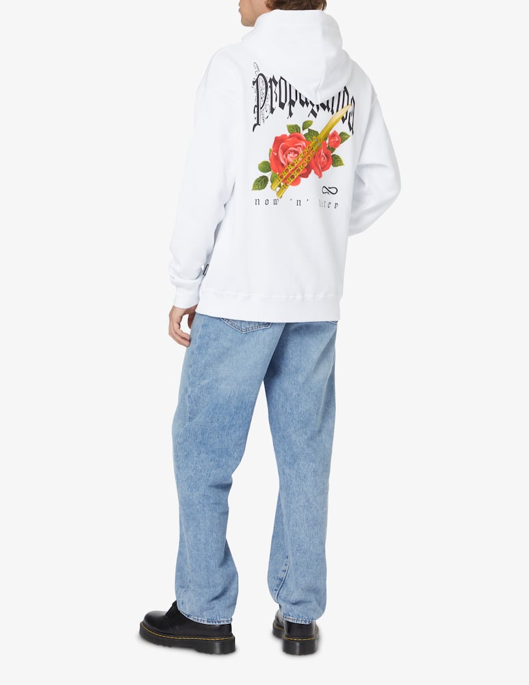 rinascente Propaganda Felpa con cappuccio pugnale rose back - Bianco