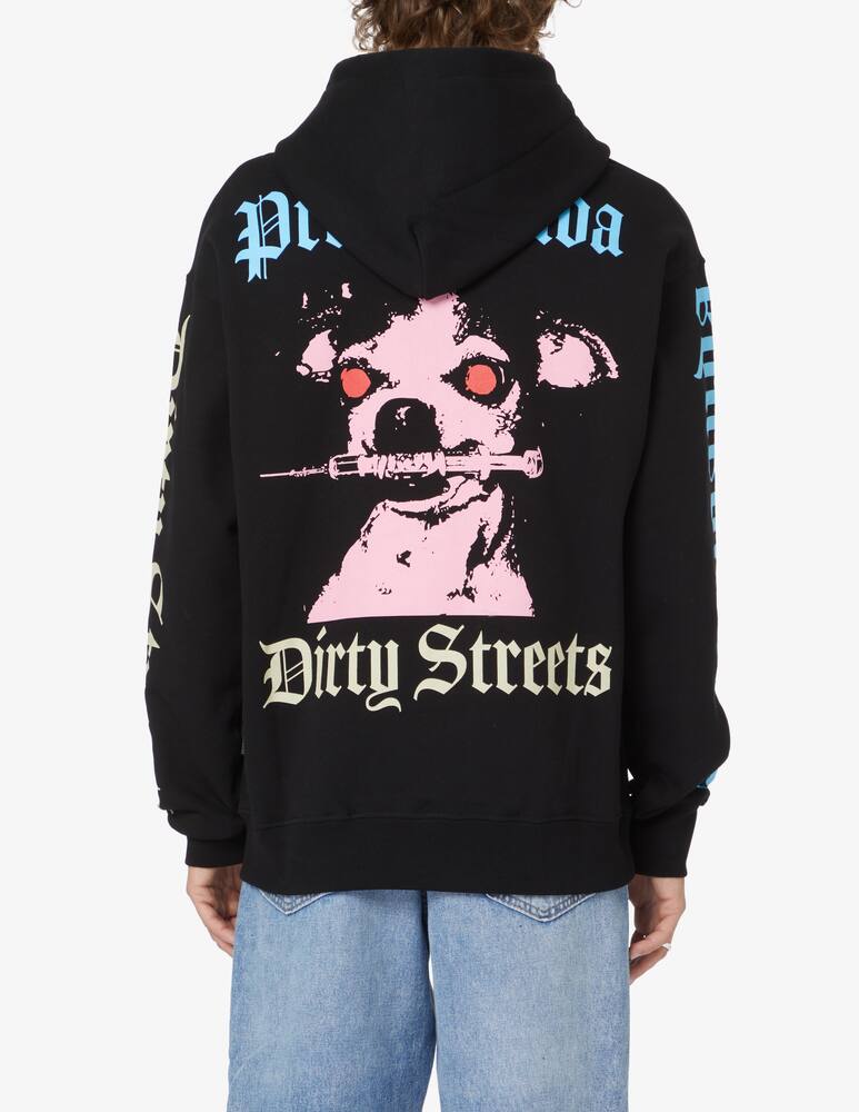 rinascente Propaganda Pink dog back hoodie - Black