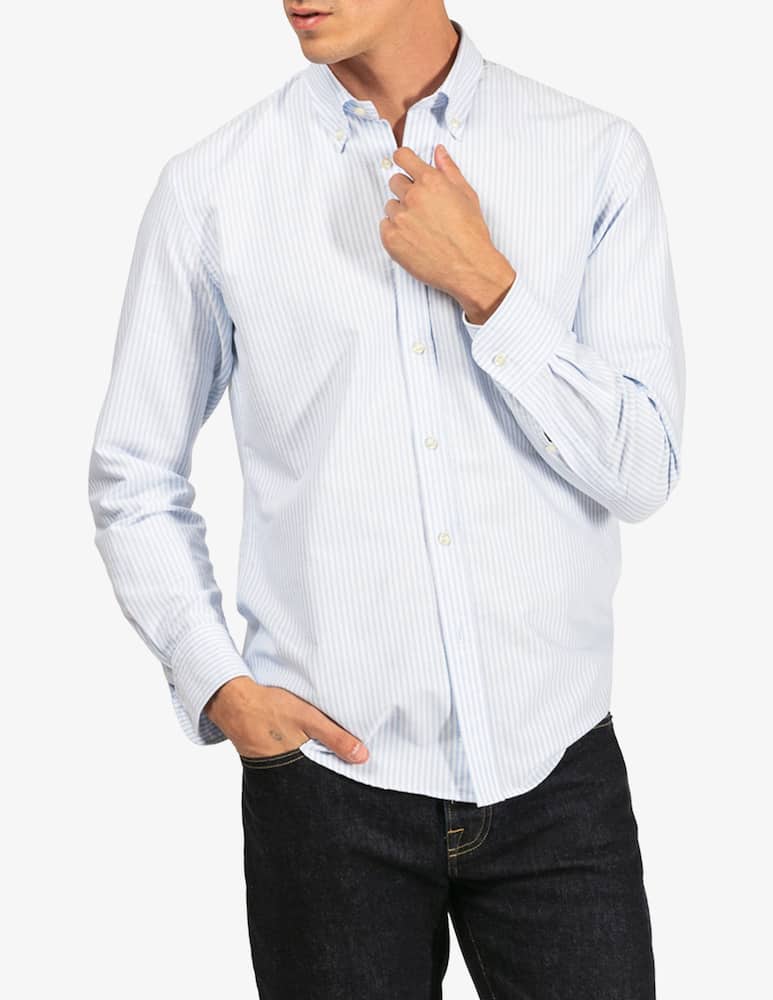 rinascente Tela Blu Camicia oxford a righe bastoncino