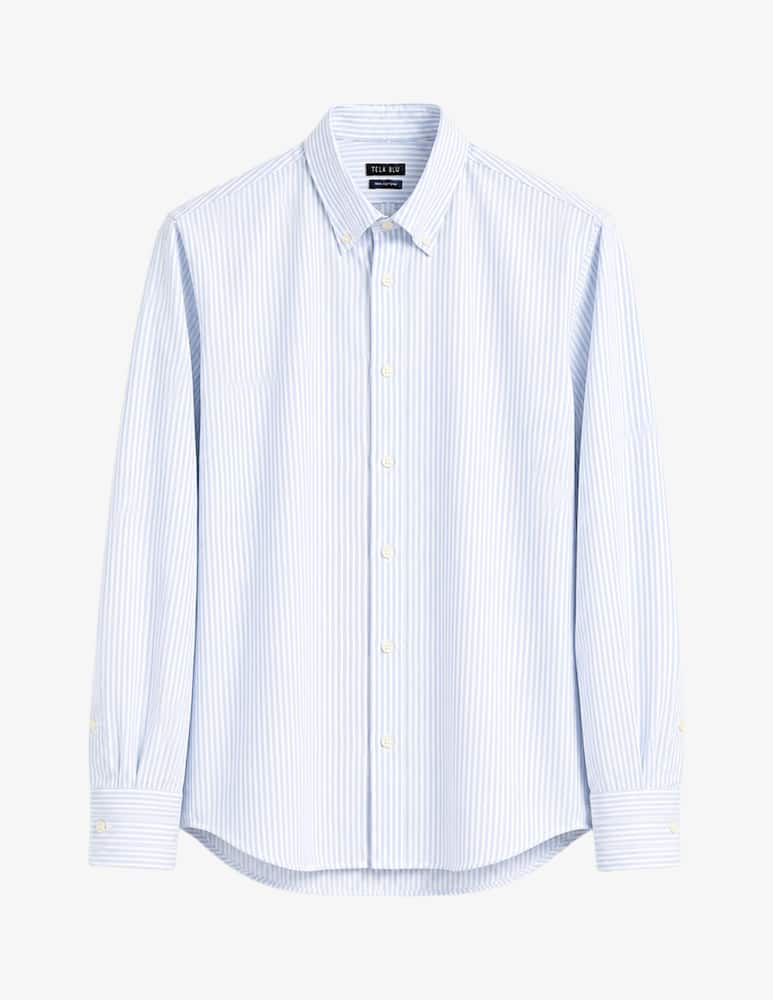 Tela Blu Camicia oxford a righe bastoncino - immagine 5 Tela Blu Camicia oxford a righe bastoncino - immagine 5