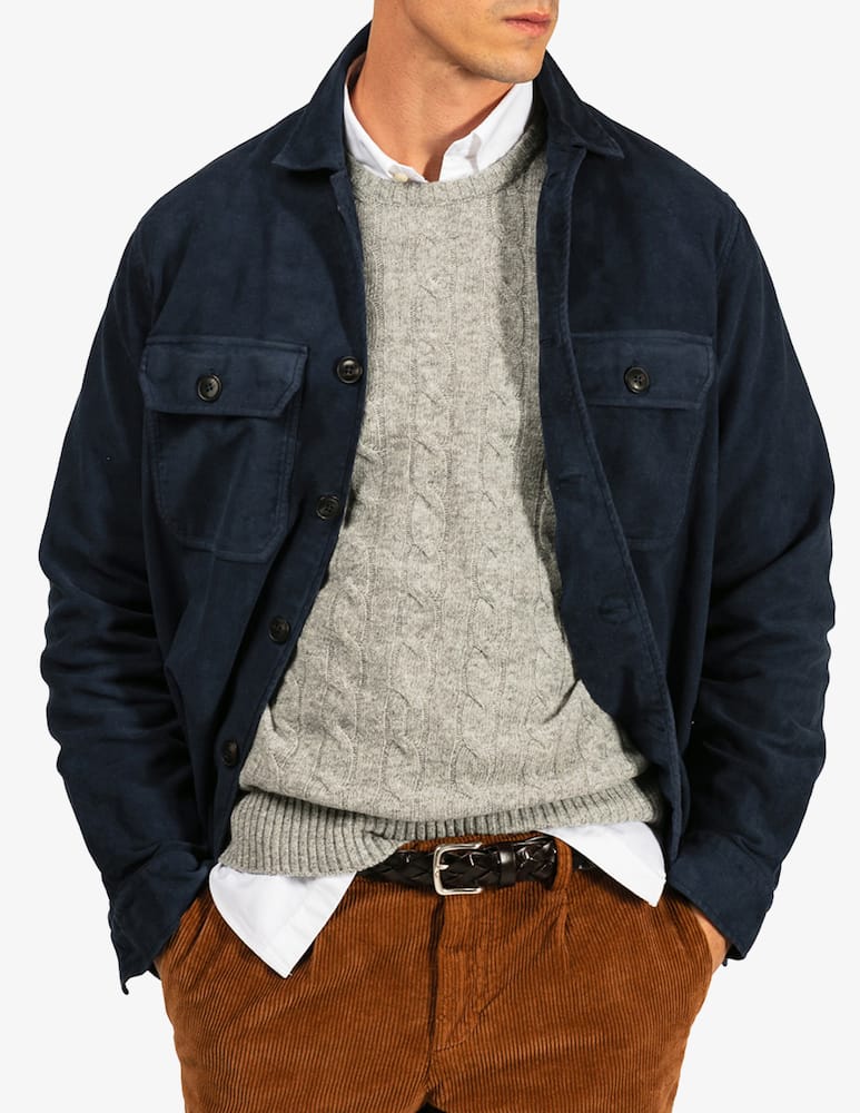Tela Blu Overshirt in moleskin - immagine 1 Tela Blu Overshirt in moleskin - immagine 1