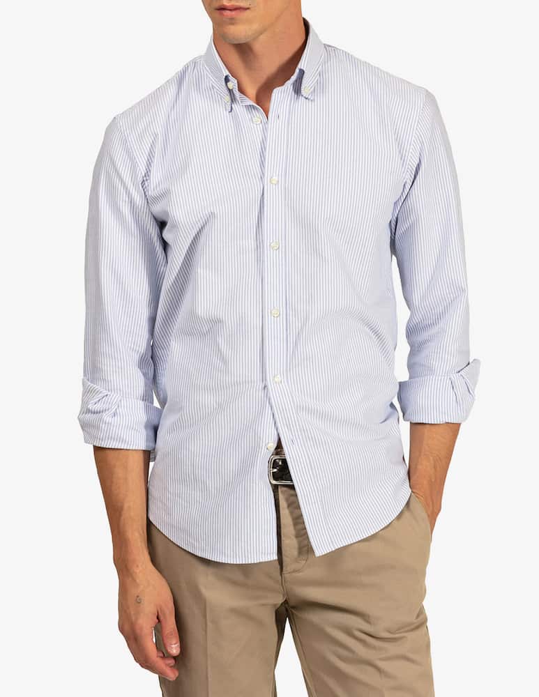 rinascente Tela Blu Camicia oxford a righe sottili