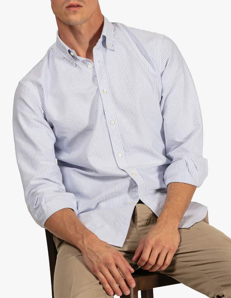 rinascente Tela Blu Camicia oxford a righe sottili