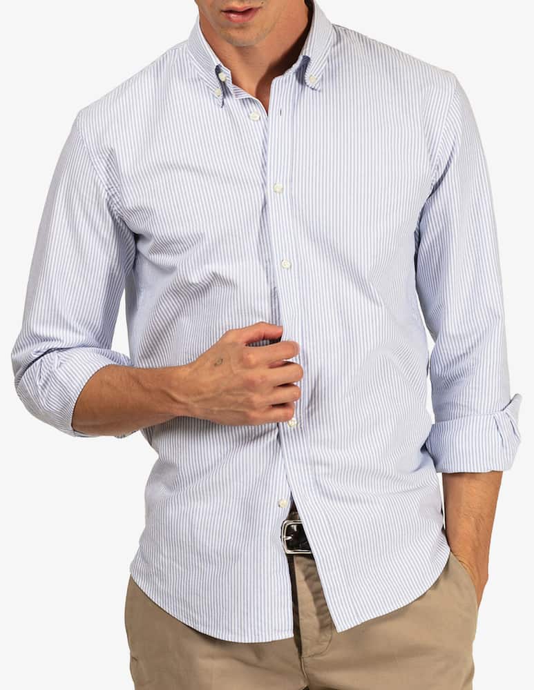 rinascente Tela Blu Camicia oxford a righe sottili