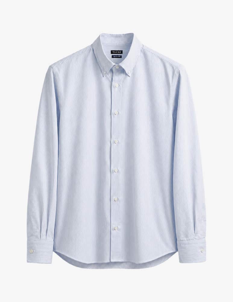 Tela Blu Camicia oxford a righe sottili - immagine 5 Tela Blu Camicia oxford a righe sottili - immagine 5