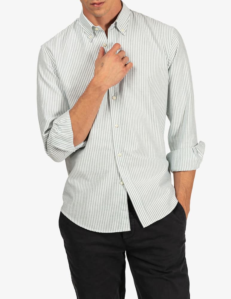 rinascente Tela Blu Camicia oxford a righe bastoncino