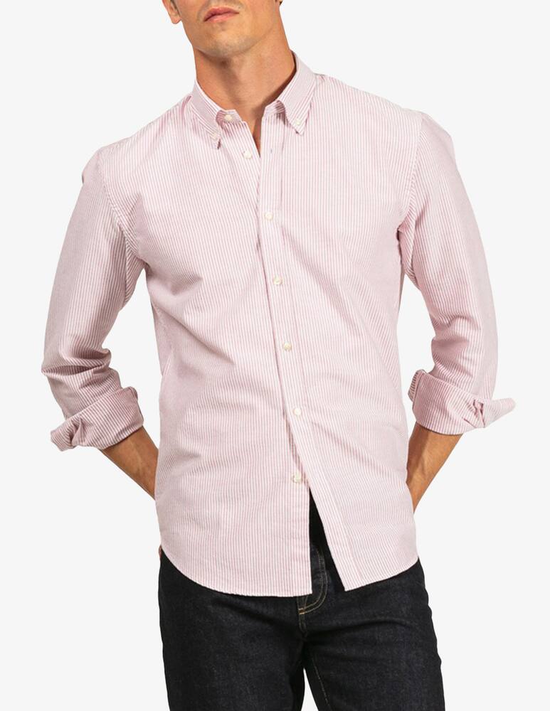 Tela Blu Camicia oxford rigata button down - immagine 1 Tela Blu Camicia oxford rigata button down - immagine 1