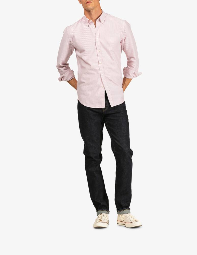 Tela Blu Camicia oxford rigata button down - immagine 2 Tela Blu Camicia oxford rigata button down - immagine 2