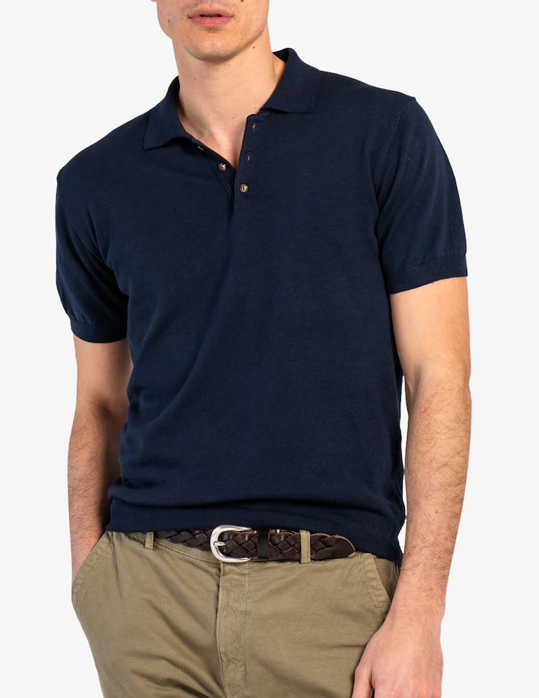 rinascente Tela Blu Polo in cotone e lino