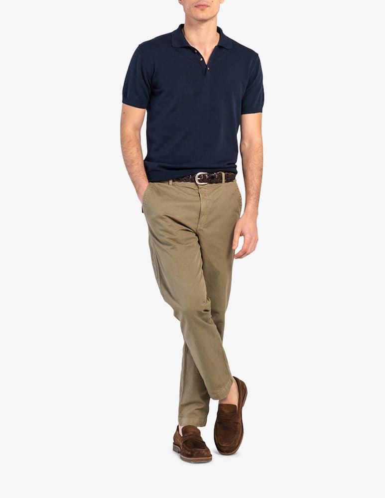 rinascente Tela Blu Polo in cotone e lino