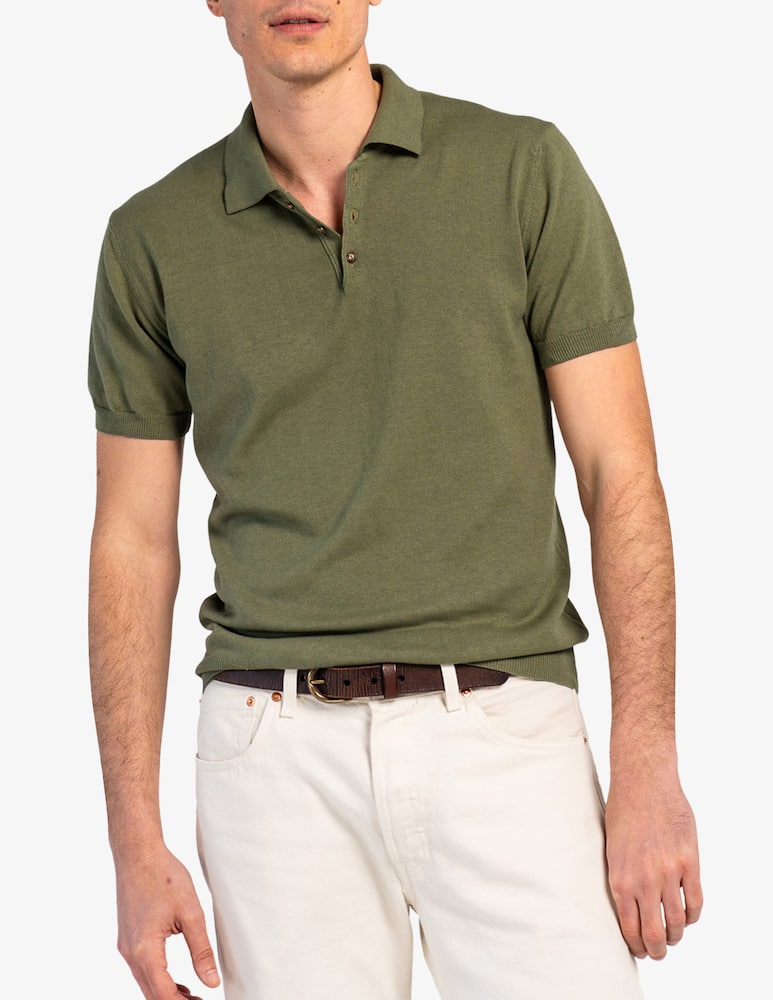 rinascente Tela Blu Polo in cotone e lino