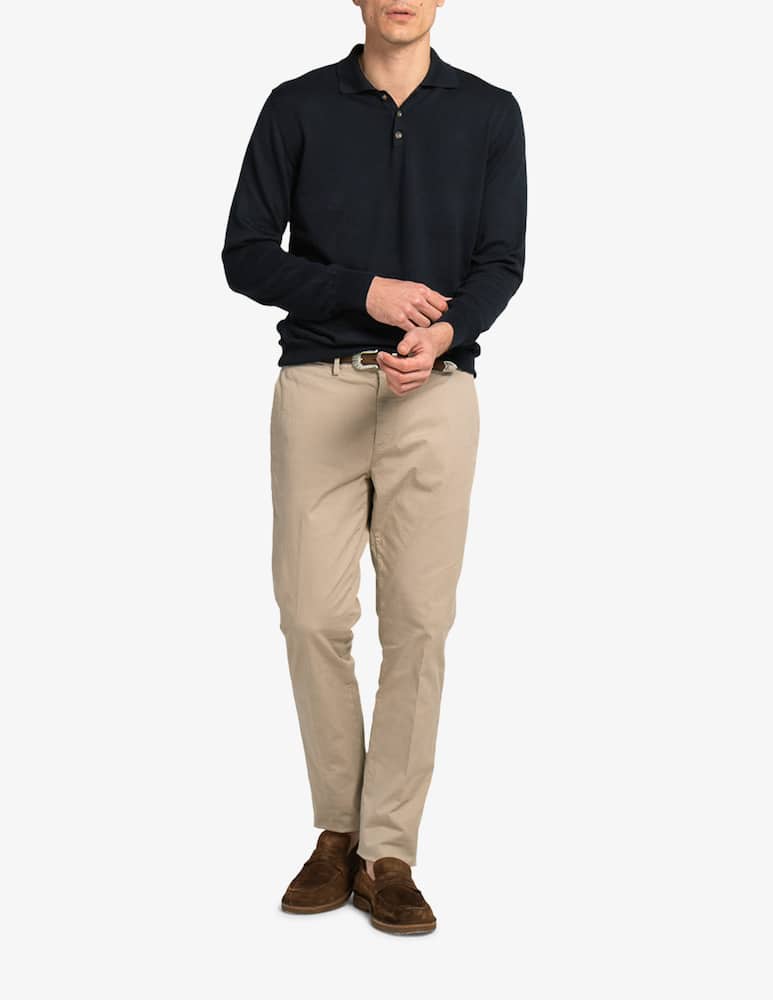 rinascente Tela Blu Polo manica lunga in cotone