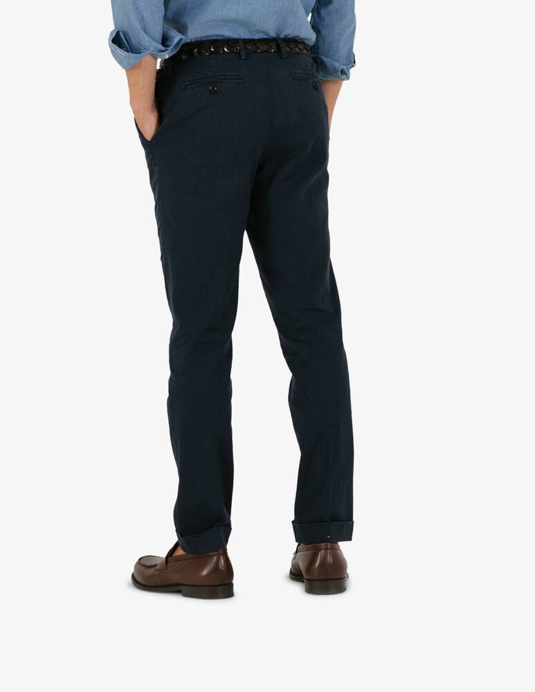 rinascente Tela Blu Pantalone chino una pince slim fit in cotone e lino