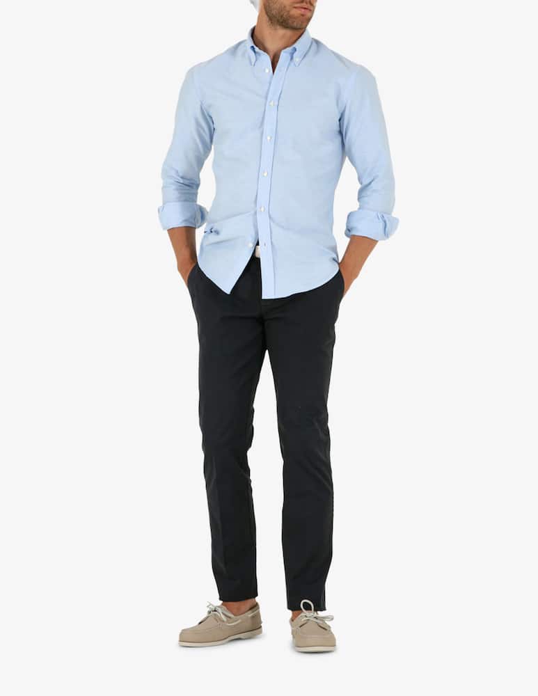 Tela Blu Camicia oxford in cotone - immagine 2 Tela Blu Camicia oxford in cotone - immagine 2
