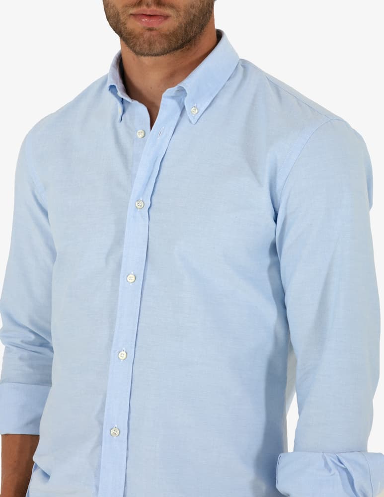 Tela Blu Camicia oxford in cotone - immagine 3 Tela Blu Camicia oxford in cotone - immagine 3