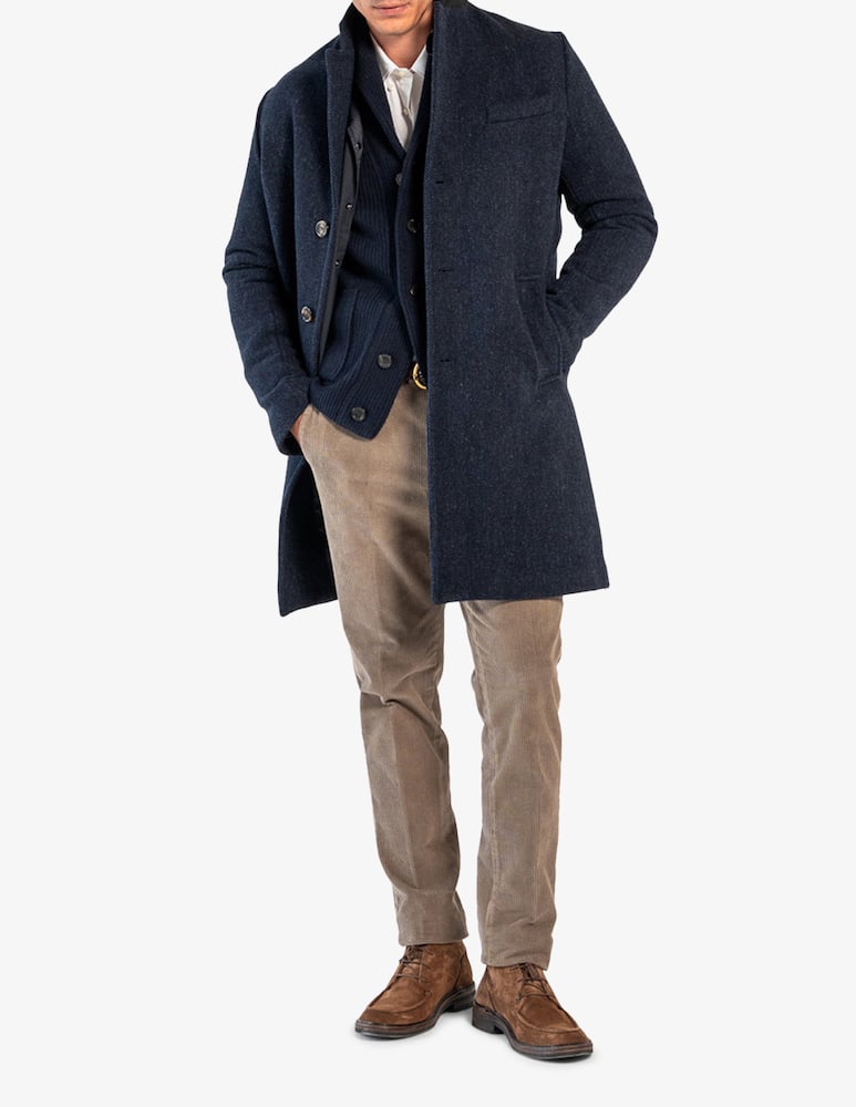 rinascente Tela Blu Cappotto monopetto in lana spigata