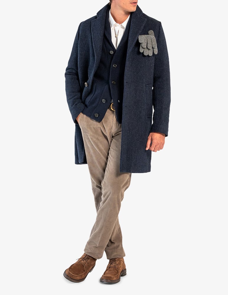 rinascente Tela Blu Cappotto monopetto in lana spigata
