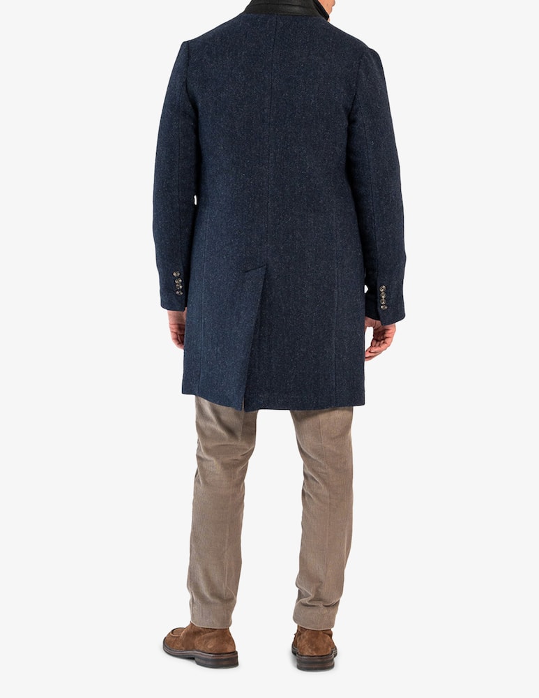 rinascente Tela Blu Cappotto monopetto in lana spigata