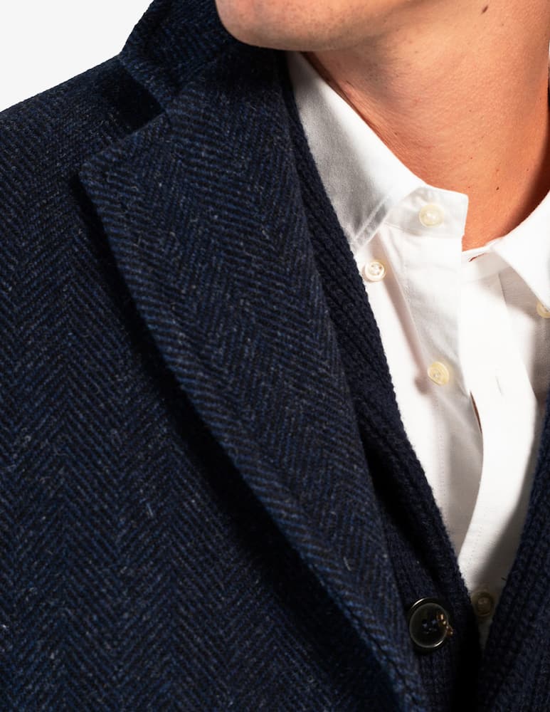 rinascente Tela Blu Cappotto monopetto in lana spigata