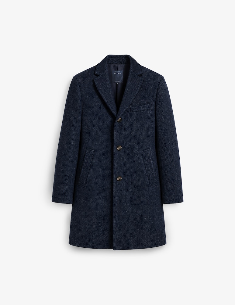 rinascente Tela Blu Cappotto monopetto in lana spigata