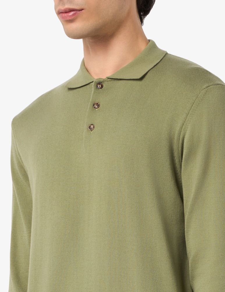 Tela Blu Polo manica lunga in cotone - immagine 4 Tela Blu Polo manica lunga in cotone - immagine 4