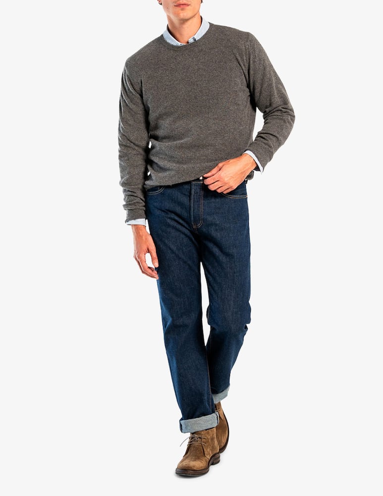 Tela Blu Maglia girocollo in lambswool - immagine 2