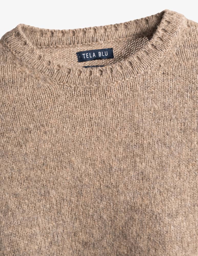 Tela Blu Maglione girocollo shaggy in lana - immagine 6 Tela Blu Maglione girocollo shaggy in lana - immagine 6