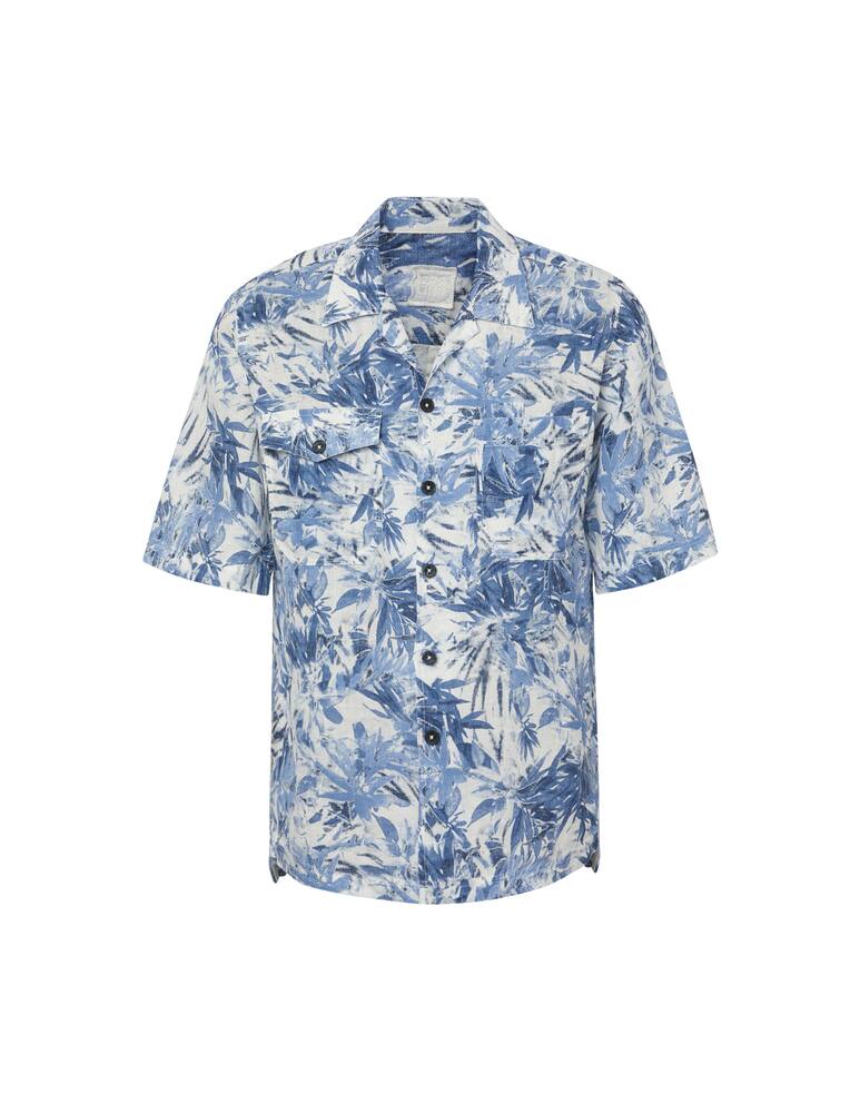 rinascente 120% Lino Palms print short sleeve shirt - white