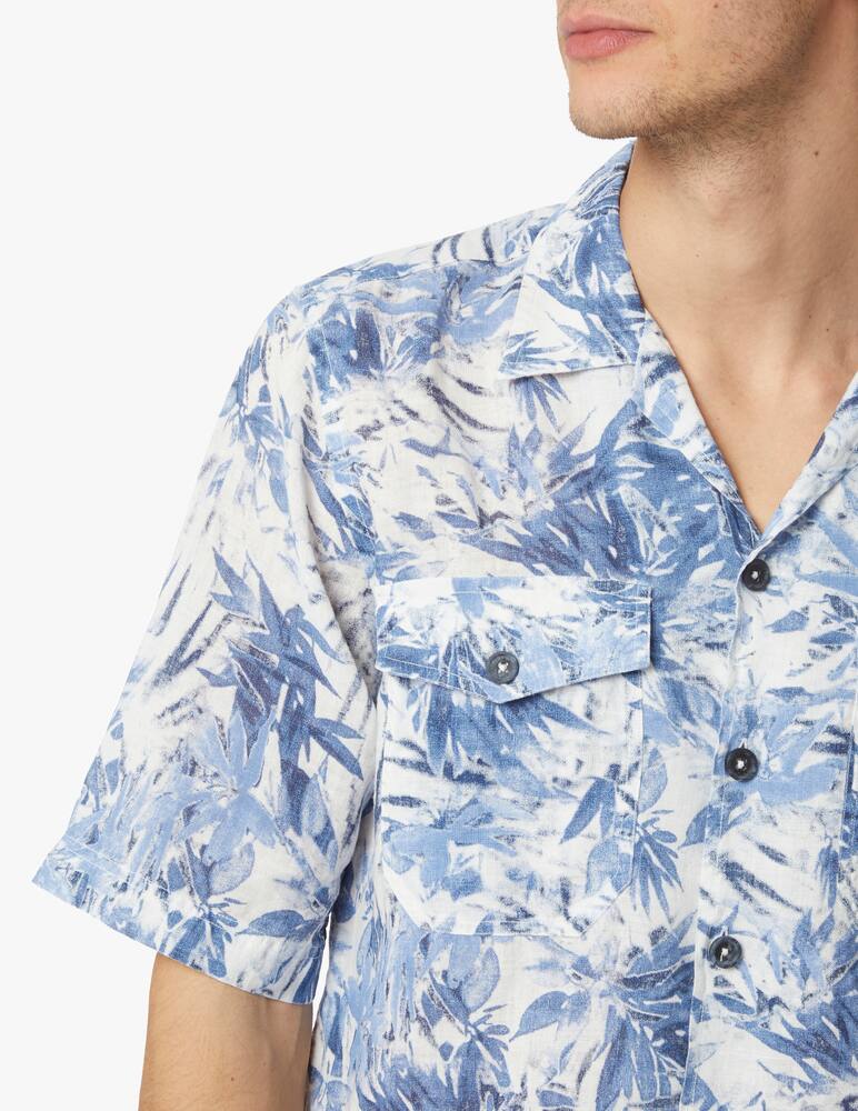 rinascente 120% Lino Palms print short sleeve shirt - white