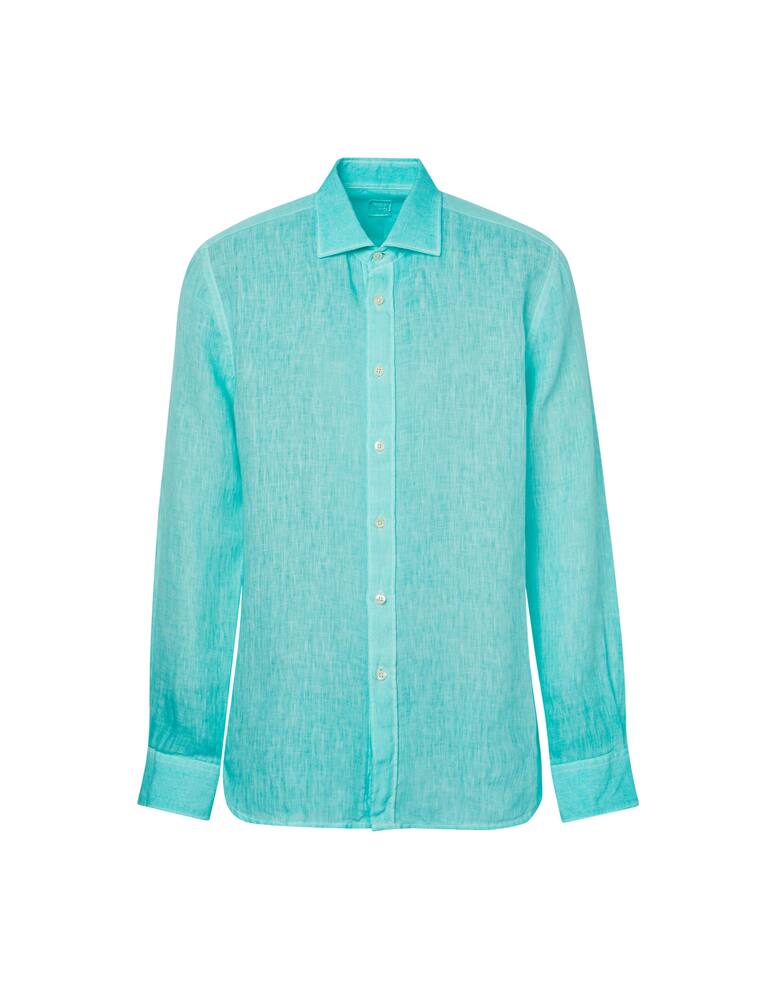 rinascente 120% Lino Fade linen slim shirt - light blue