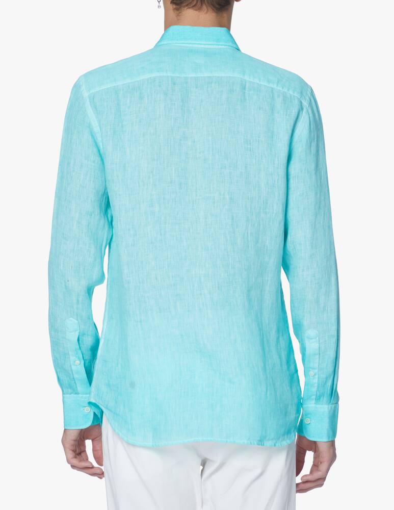 120% Lino Camicia manica lunga lino slim sbiadito - azzurro - immagine 3 120% Lino Camicia manica lunga lino slim sbiadito - azzurro - immagine 3