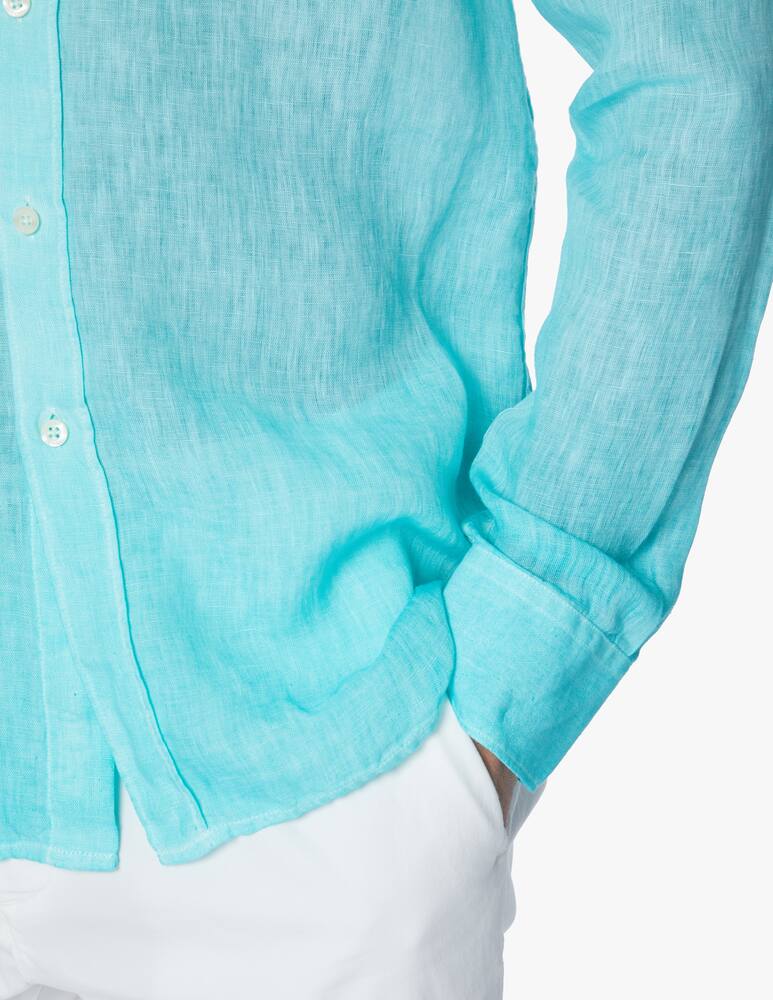 120% Lino Camicia manica lunga lino slim sbiadito - azzurro - immagine 4 120% Lino Camicia manica lunga lino slim sbiadito - azzurro - immagine 4
