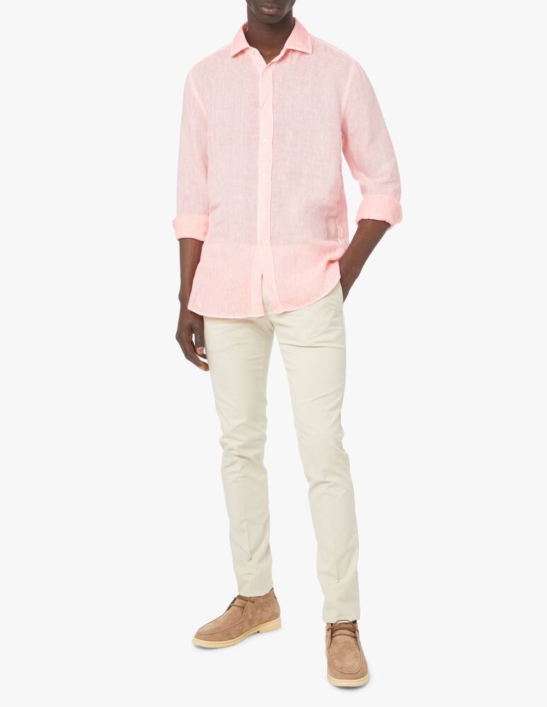 rinascente 120% Lino Camicia manica lunga lino slim sbiadito - rosa