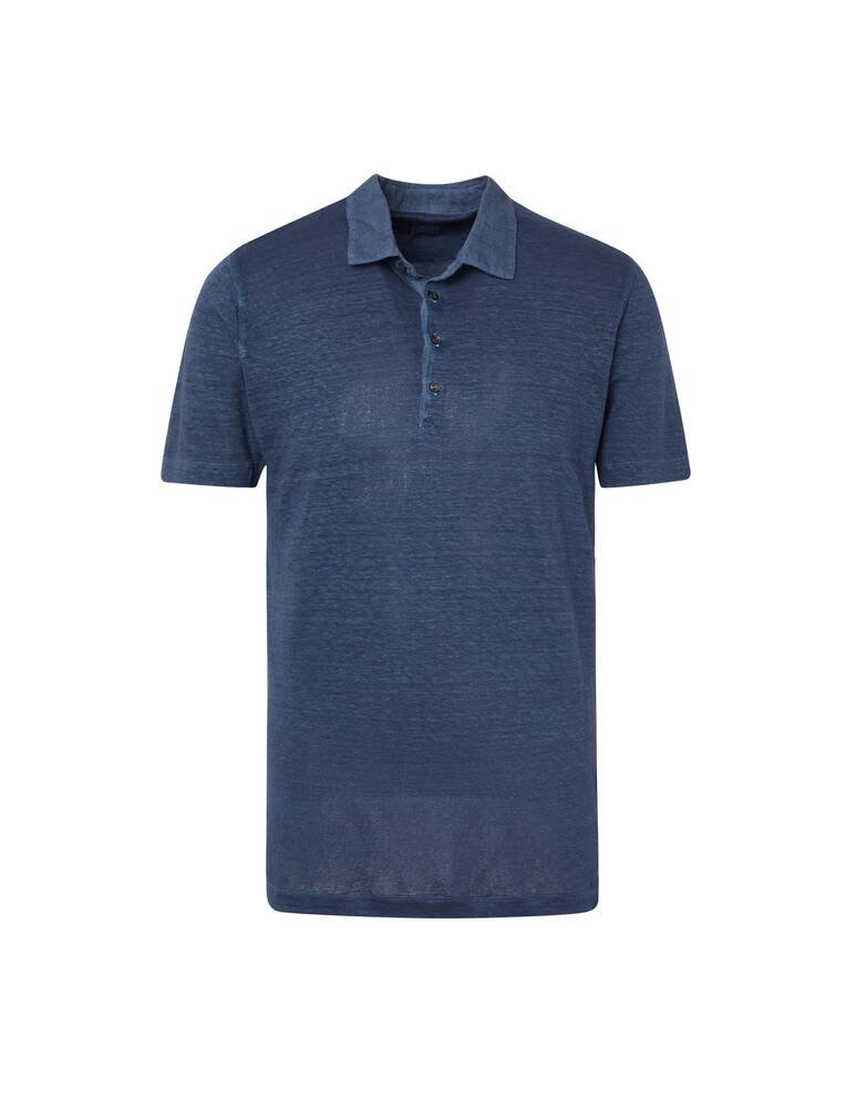 rinascente 120% Lino 4buttons linen polo - blue