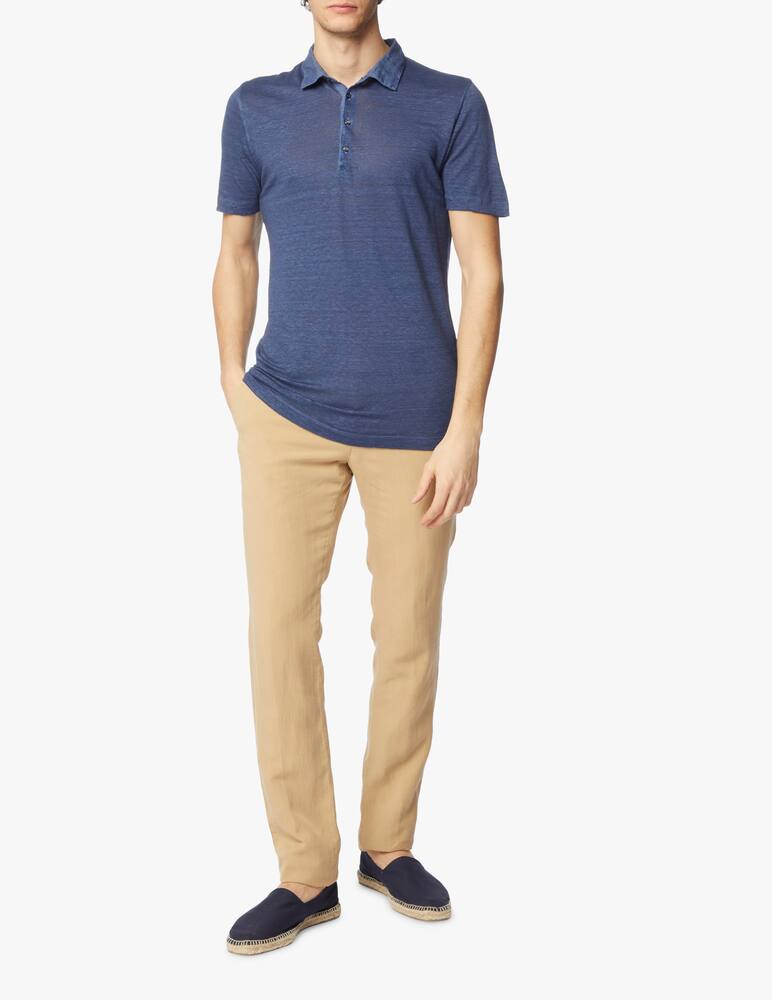 120% Lino Polo manica corta 4 bottoni lino - blu - immagine 2 120% Lino Polo manica corta 4 bottoni lino - blu - immagine 2