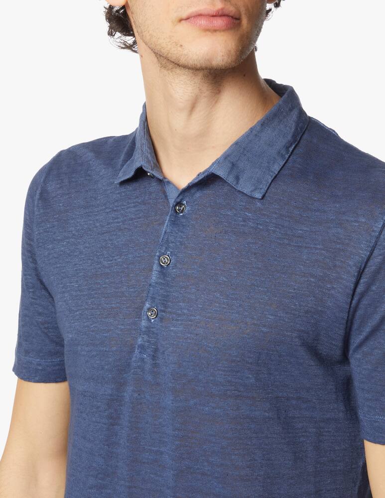 120% Lino Polo manica corta 4 bottoni lino - blu - immagine 4 120% Lino Polo manica corta 4 bottoni lino - blu - immagine 4