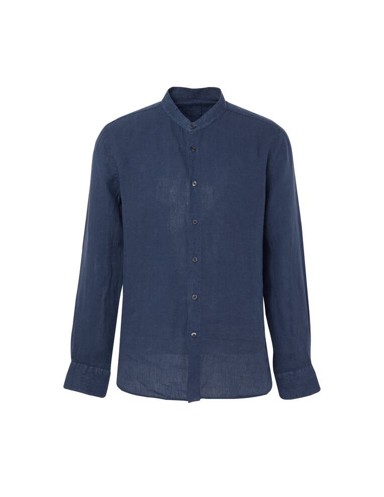 GURU SHOP Camicetta Da Donna In Cotone Effetto Lino, Blu, Con Abbottonatura E Lacci Da Annodare