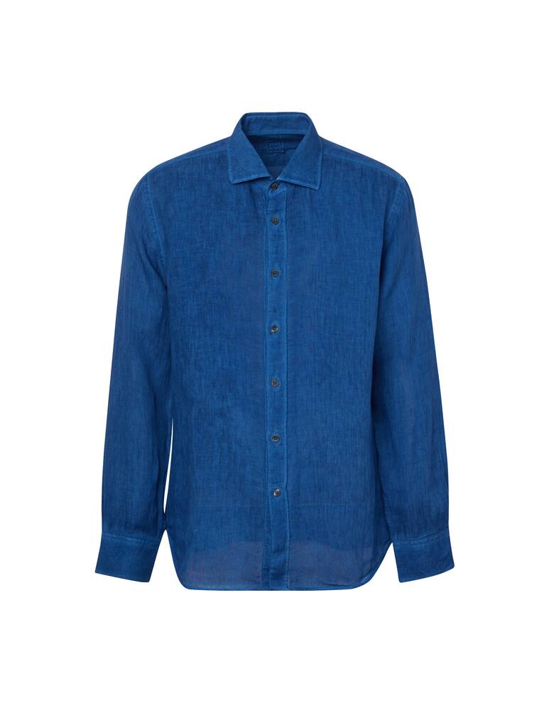 rinascente 120% Lino Fade linen slim shirt - blue