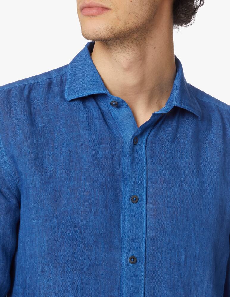 rinascente 120% Lino Fade linen slim shirt - blue