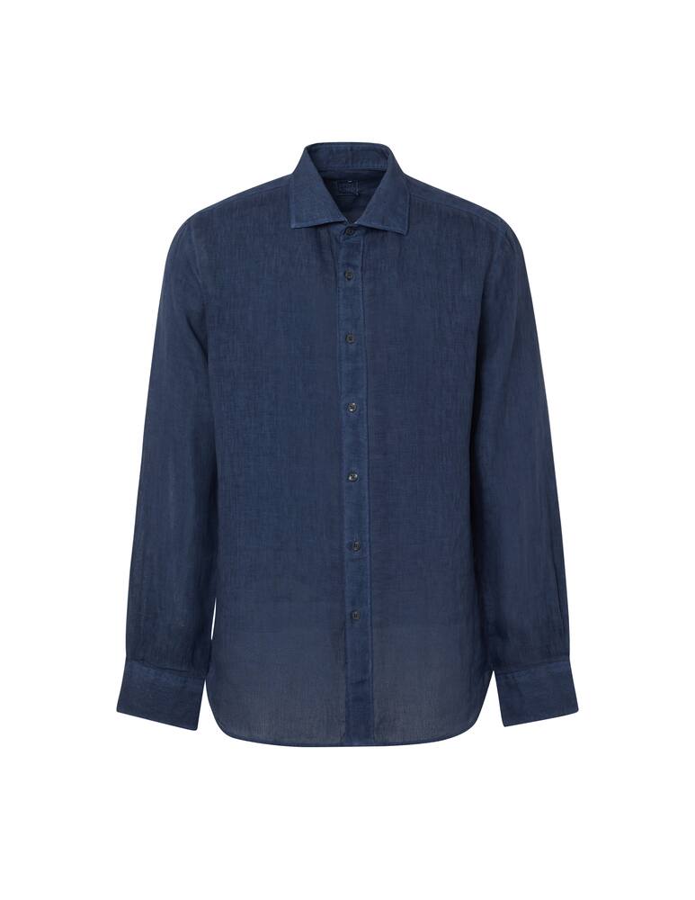 rinascente 120% Lino Fade linen slim shirt - blue